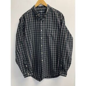 Polo Ralph Lauren Men's L‎ Marlowe Cotton Plaid Shirt Long Sleeve Button Up Navy